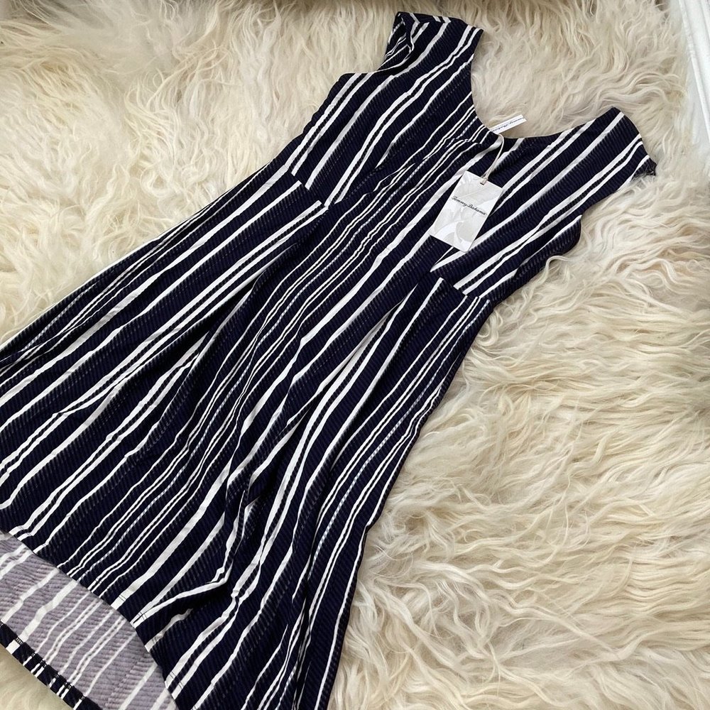 TOMMY BAHAMA STRIPED SCOOP NECK COCKTAIL DRESS - Picture 6 of 9